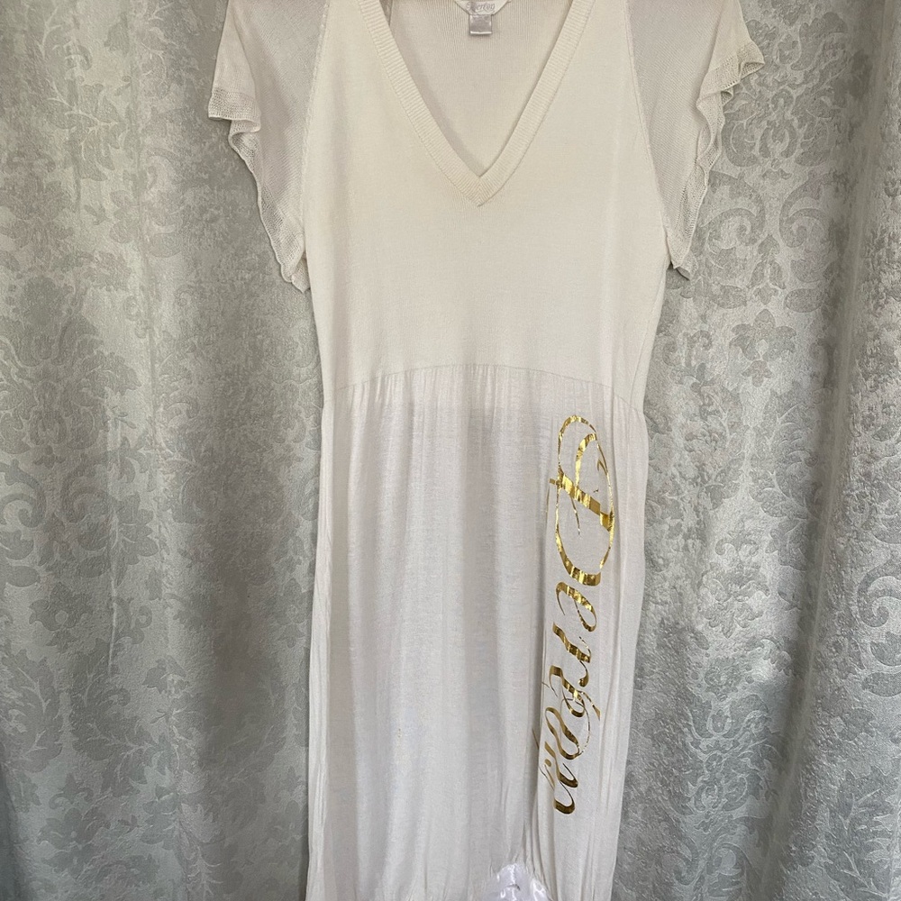 Elegant White Dress with Gold Accents